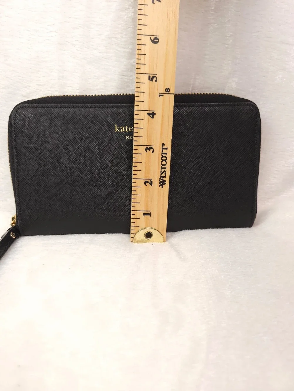 Kate Spade Black Saffiano Leather Zip Around Continental Wallet Strap